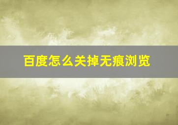 百度怎么关掉无痕浏览