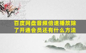 百度网盘音频倍速播放除了开通会员还有什么方法