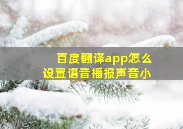 百度翻译app怎么设置语音播报声音小