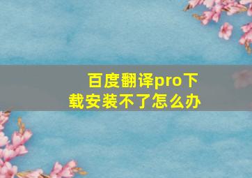 百度翻译pro下载安装不了怎么办