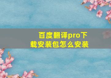 百度翻译pro下载安装包怎么安装