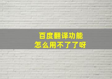 百度翻译功能怎么用不了了呀