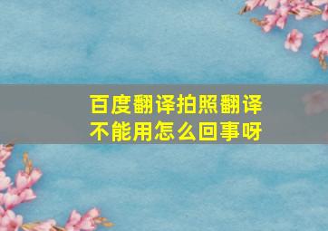 百度翻译拍照翻译不能用怎么回事呀