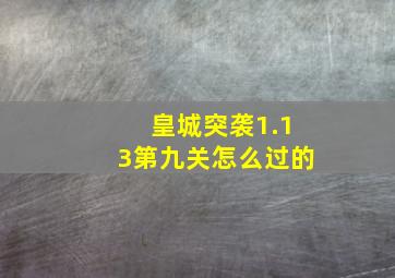 皇城突袭1.13第九关怎么过的