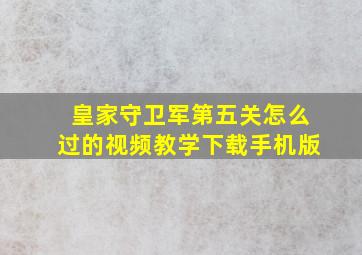 皇家守卫军第五关怎么过的视频教学下载手机版