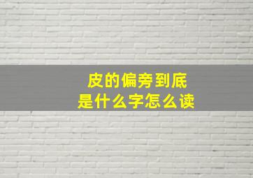 皮的偏旁到底是什么字怎么读