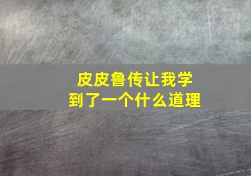 皮皮鲁传让我学到了一个什么道理