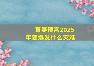 盲婆预言2025年要爆发什么灾难