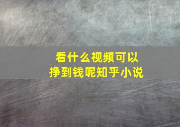 看什么视频可以挣到钱呢知乎小说