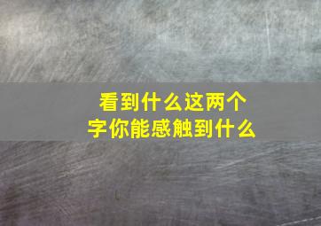 看到什么这两个字你能感触到什么