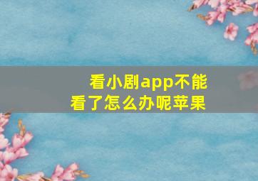 看小剧app不能看了怎么办呢苹果