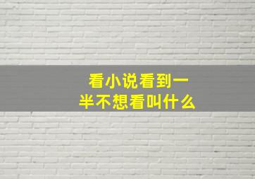 看小说看到一半不想看叫什么