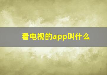 看电视的app叫什么