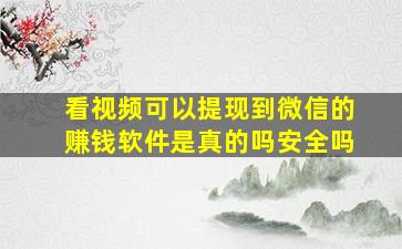 看视频可以提现到微信的赚钱软件是真的吗安全吗