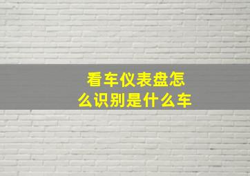 看车仪表盘怎么识别是什么车