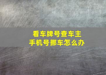 看车牌号查车主手机号挪车怎么办