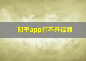 知乎app打不开视频