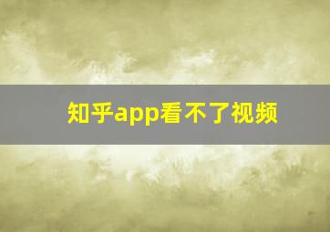 知乎app看不了视频