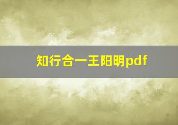 知行合一王阳明pdf