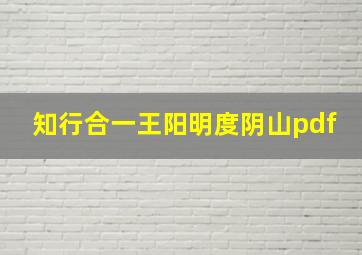 知行合一王阳明度阴山pdf