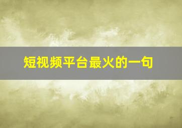 短视频平台最火的一句