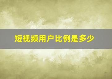 短视频用户比例是多少