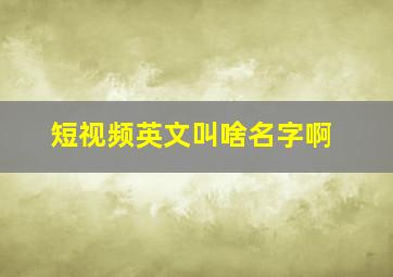 短视频英文叫啥名字啊