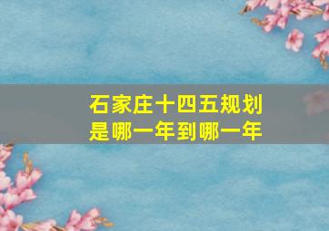 石家庄十四五规划是哪一年到哪一年