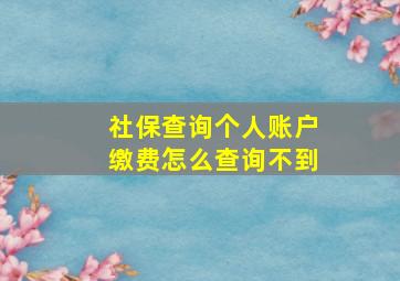 社保查询个人账户缴费怎么查询不到