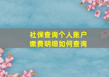 社保查询个人账户缴费明细如何查询