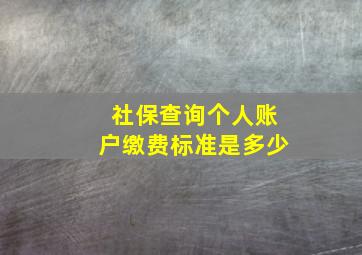 社保查询个人账户缴费标准是多少