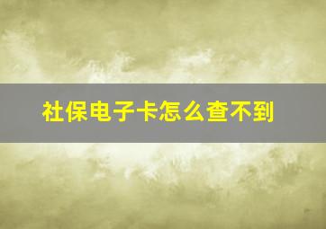 社保电子卡怎么查不到