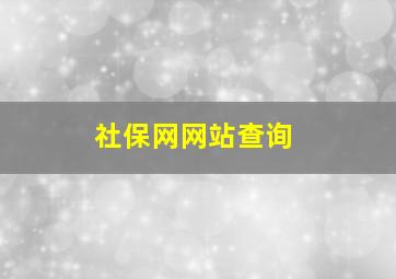 社保网网站查询