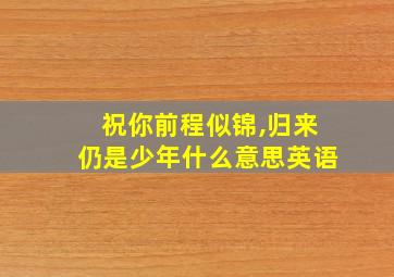 祝你前程似锦,归来仍是少年什么意思英语