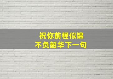 祝你前程似锦不负韶华下一句