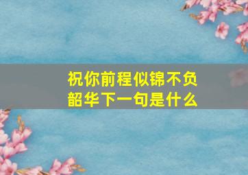 祝你前程似锦不负韶华下一句是什么