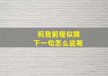 祝我前程似锦下一句怎么说呢