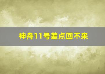 神舟11号差点回不来