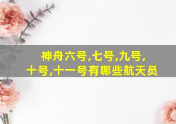 神舟六号,七号,九号,十号,十一号有哪些航天员