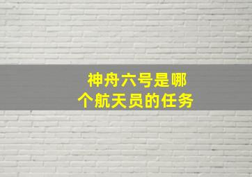 神舟六号是哪个航天员的任务