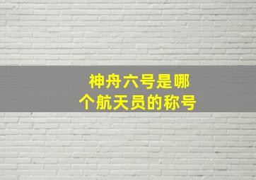 神舟六号是哪个航天员的称号