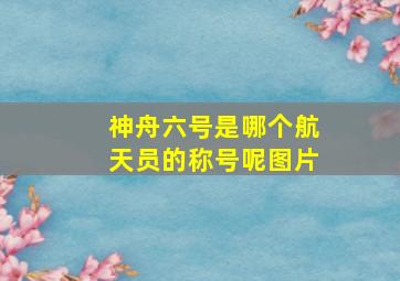 神舟六号是哪个航天员的称号呢图片