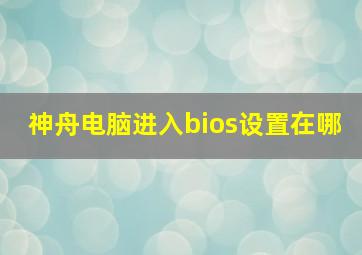 神舟电脑进入bios设置在哪