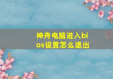 神舟电脑进入bios设置怎么退出