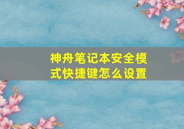 神舟笔记本安全模式快捷键怎么设置