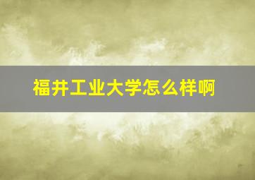 福井工业大学怎么样啊