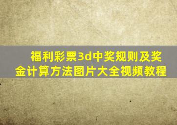 福利彩票3d中奖规则及奖金计算方法图片大全视频教程