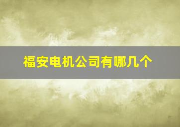 福安电机公司有哪几个