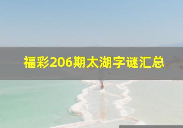 福彩206期太湖字谜汇总