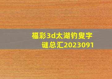 福彩3d太湖钓叟字谜总汇2023091